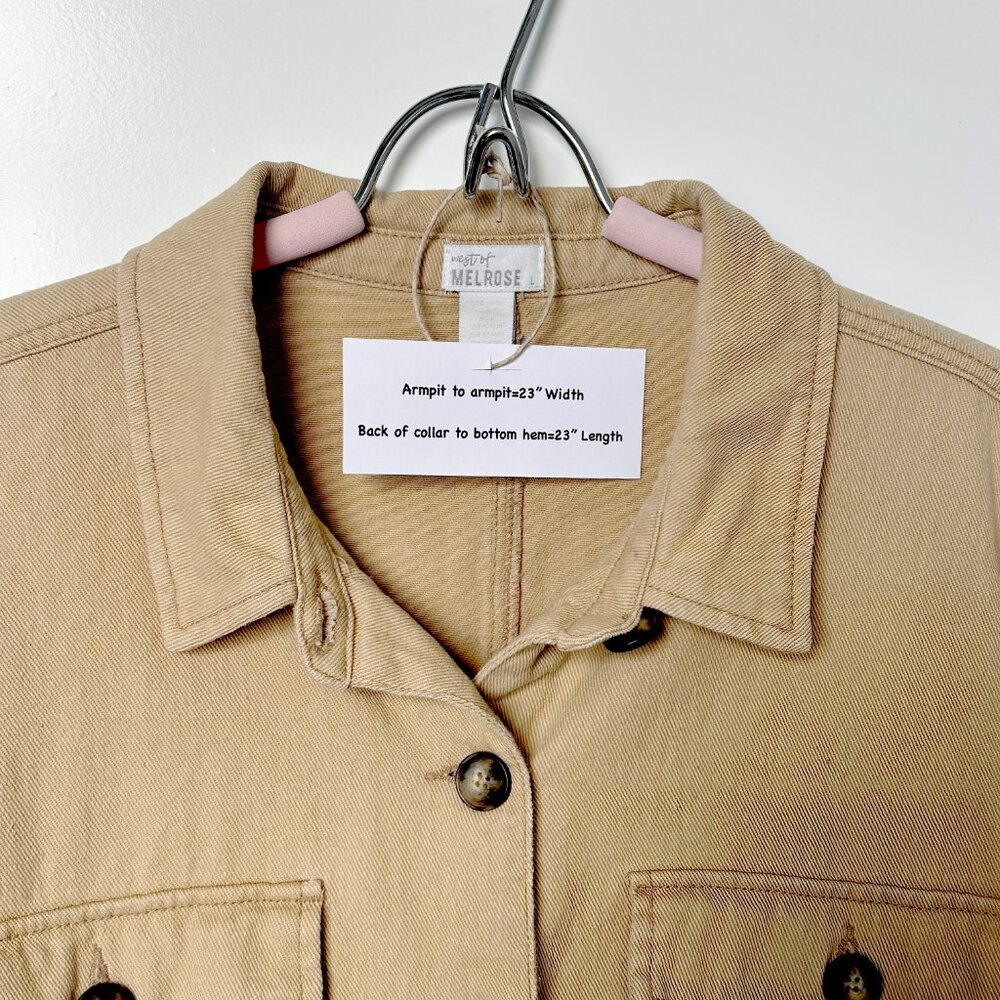 West of Melrose Shacket Tan Women Size Large Long Sleeved - Picture 4 of 7